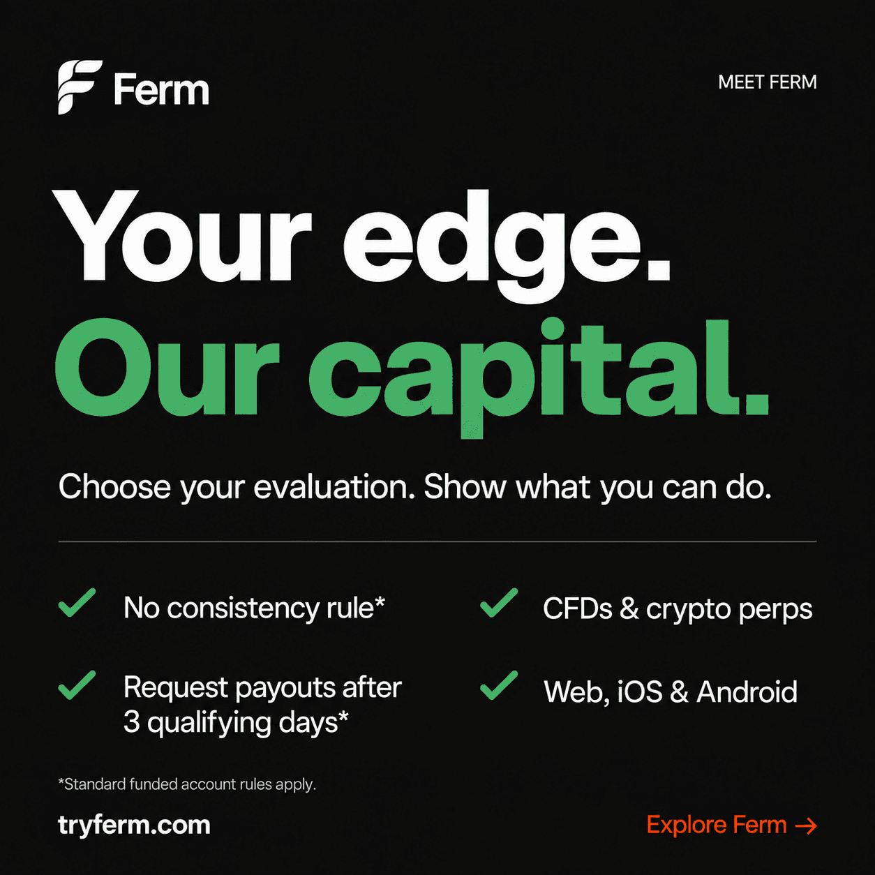 Dark social graphic introducing Ferm and its trading benefits.